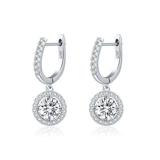 80 points earrings s925 silver versatile temperament dazzling full circle sparkling diamond smart earrings