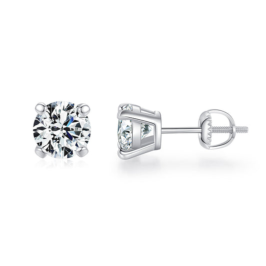 1 carat moissanite s925 sterling silver earrings for women, light luxury, classic, simple, ins style wedding earrings