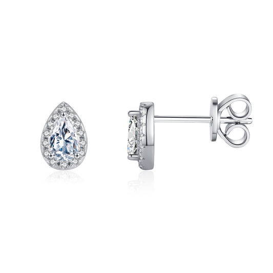 D-color moissanite S925 sterling silver old money style temperament business ins teardrop-shaped full diamond earrings