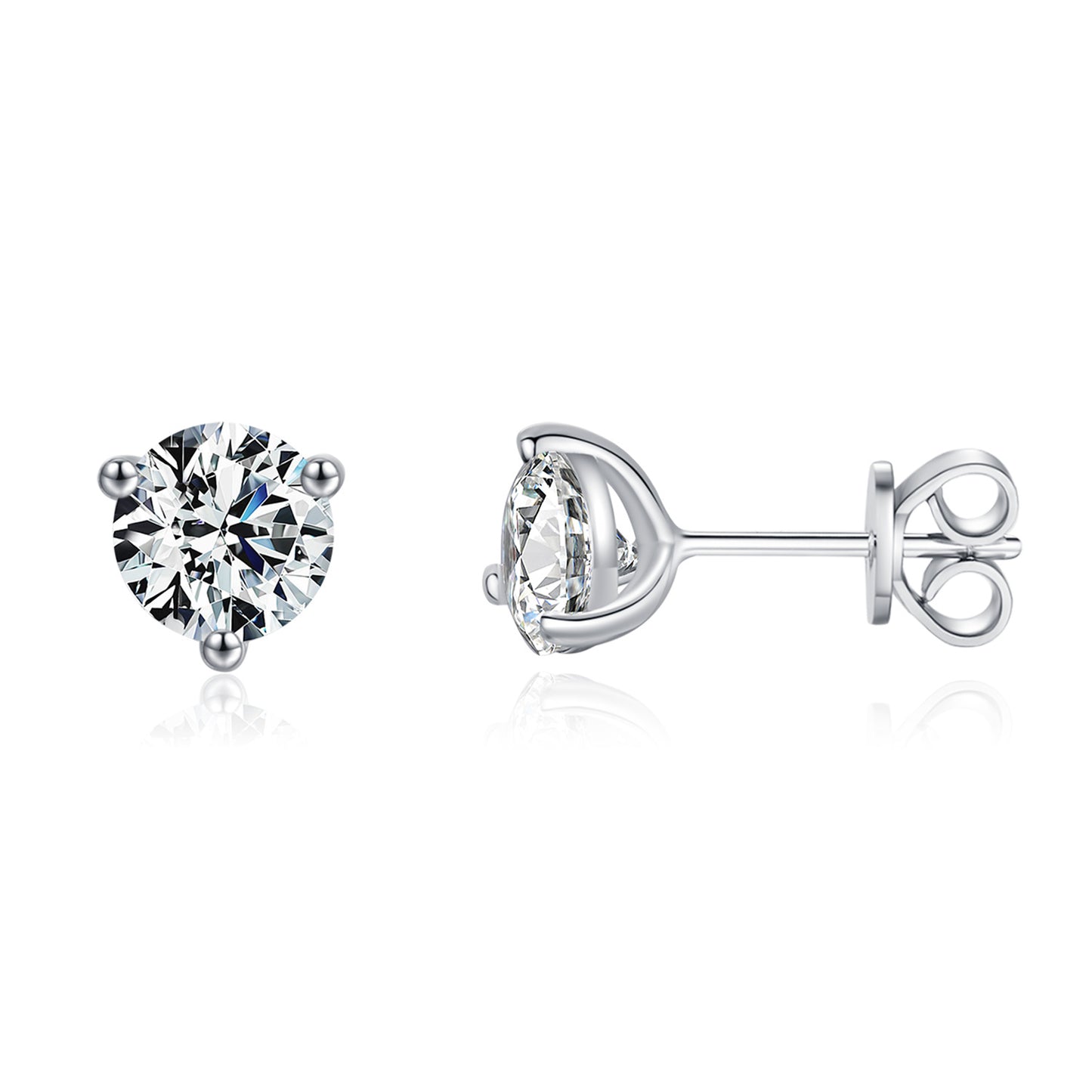 1 carat moissanite s925 sterling silver classic simple basic super shiny three-claw earrings