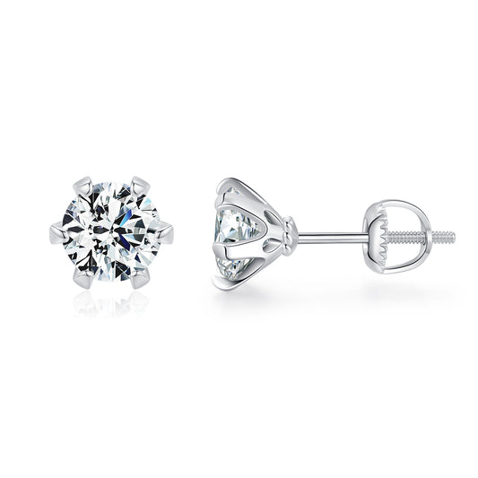 1 carat moissanite s925 sterling silver crown earrings for women, light luxury wedding earrings
