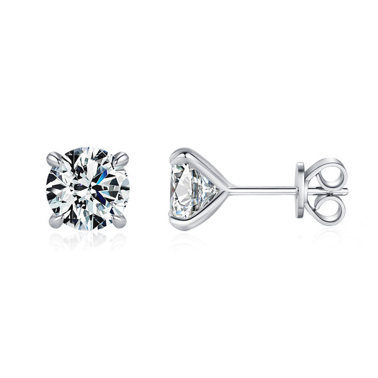 1 carat moissanite s925 sterling silver fashionable temperament Chanel style ins four-claw diamond earrings