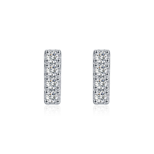 D-color moissanite 925 silver light luxury small cool feeling exquisite brilliant row diamond earrings