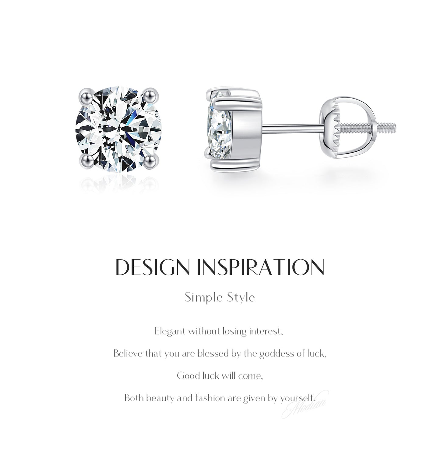 1 carat moissanite s925 sterling silver elegant simple earrings for women light luxury wedding earrings