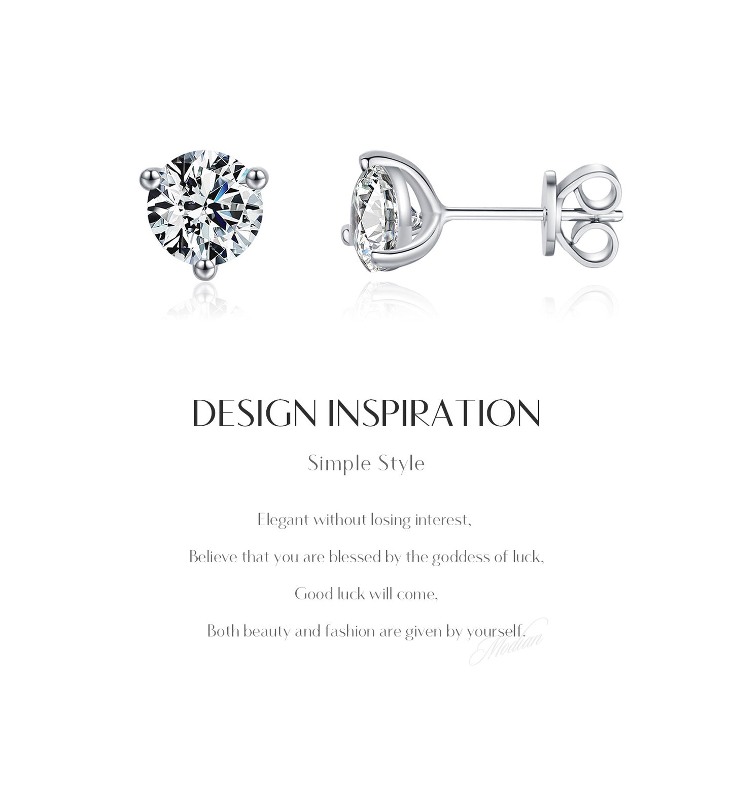 1 carat moissanite s925 sterling silver classic simple basic super shiny three-claw earrings