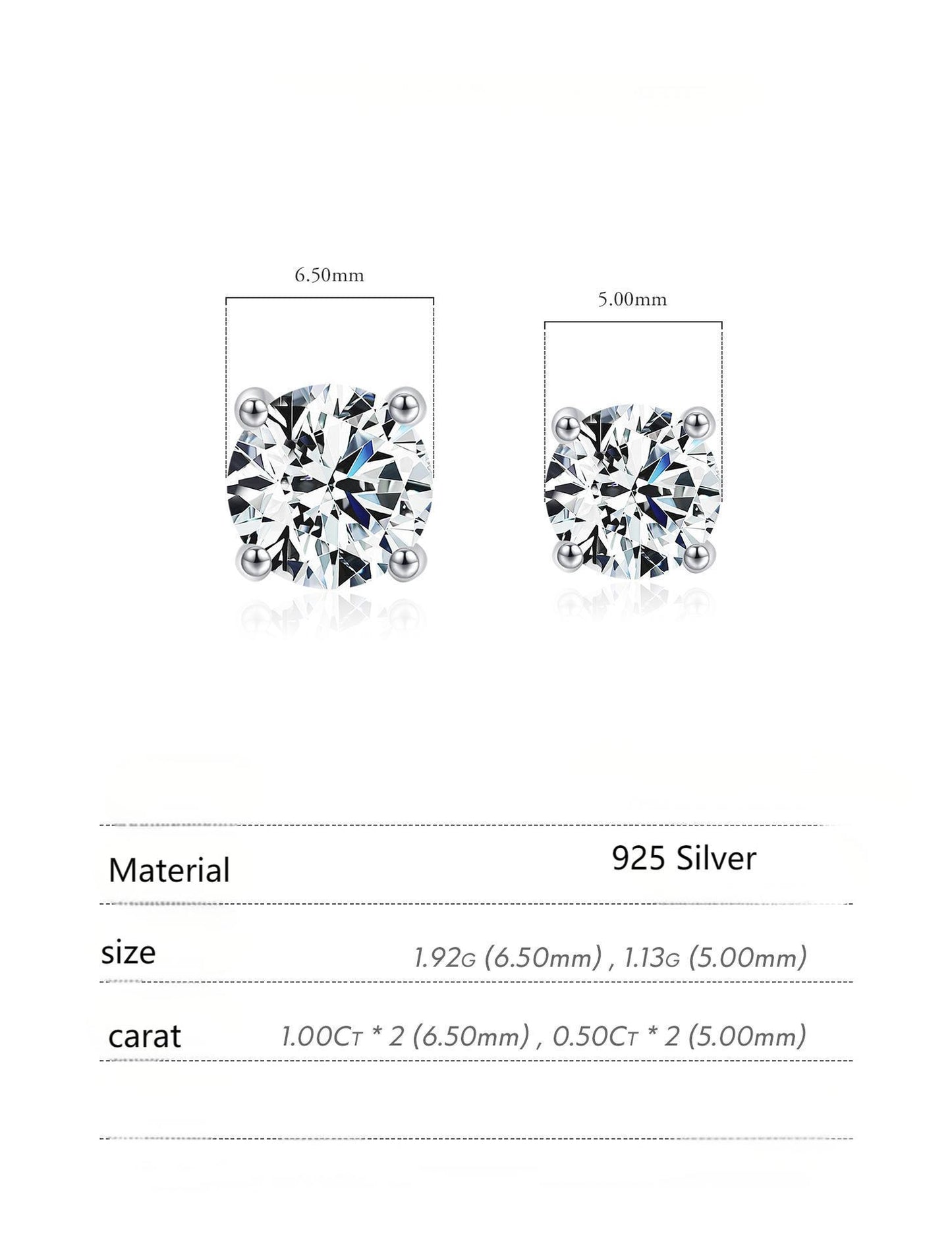 1 carat moissanite s925 sterling silver elegant simple earrings for women light luxury wedding earrings