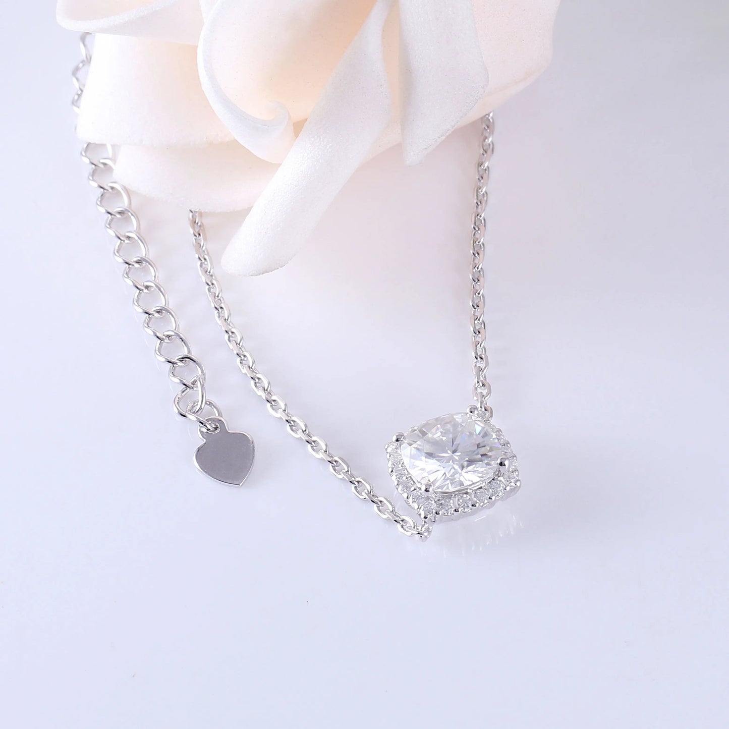 10k White / Rose / Yellow Gold Halo Moissanite Bracelet 2ct Cushion Cut Center Stone