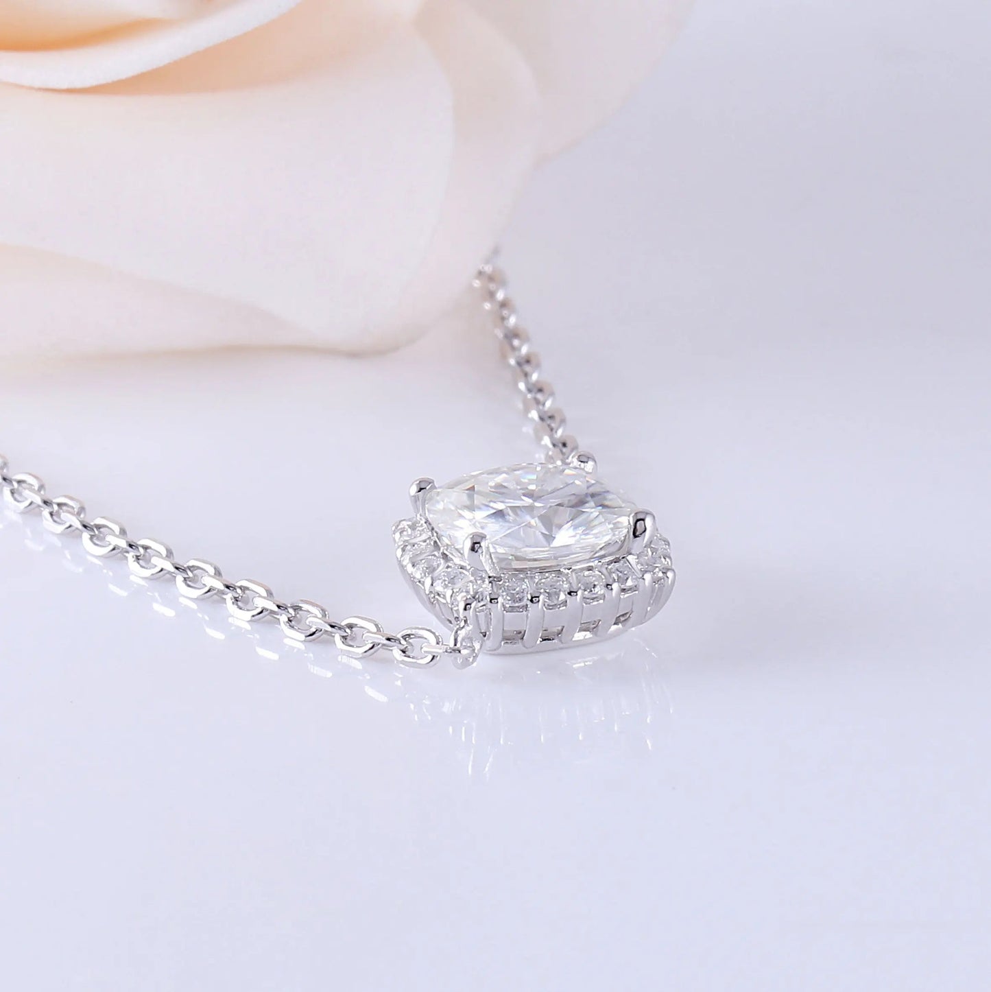 10k White / Rose / Yellow Gold Halo Moissanite Bracelet 2ct Cushion Cut Center Stone