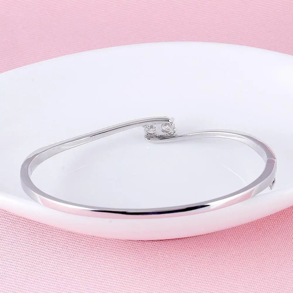 10k White Gold Bangle Moissanite Bracelet 0.5ctw