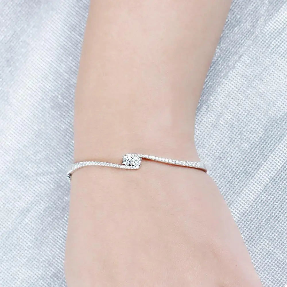 10k White Gold Bangle Moissanite Bracelet 0.5ctw