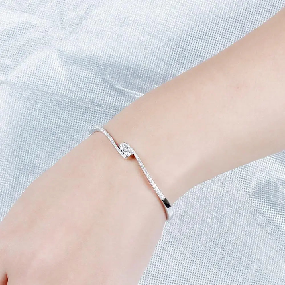 10k White Gold Bangle Moissanite Bracelet 0.5ctw