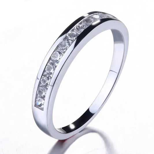 10k White Gold Moissanite Anniversary Wedding Band 0.4ct | Rings Wedding Rings