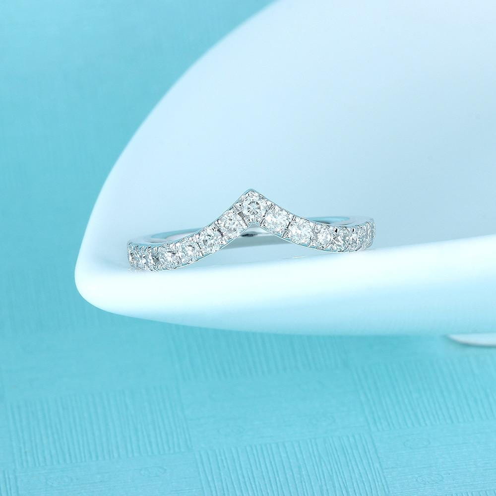 10k White Gold or Platinum Plated Silver 15 Stone Moissanite Anniversary Ring 0.53ctw