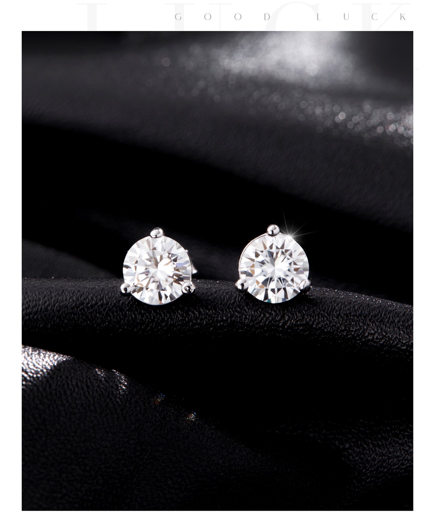 1 carat moissanite s925 sterling silver classic simple basic super shiny three-claw earrings