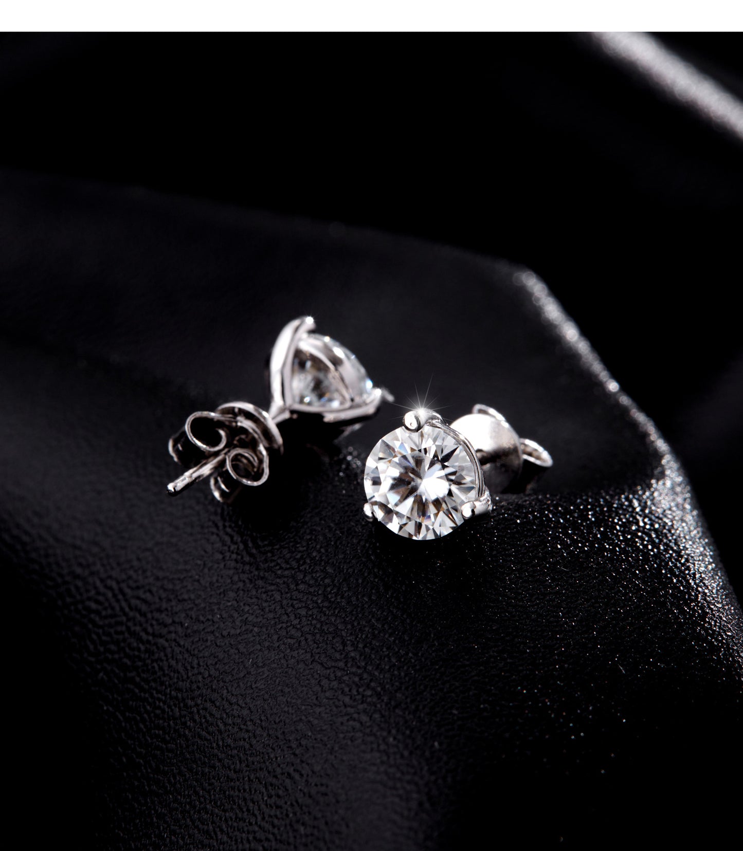 1 carat moissanite s925 sterling silver classic simple basic super shiny three-claw earrings