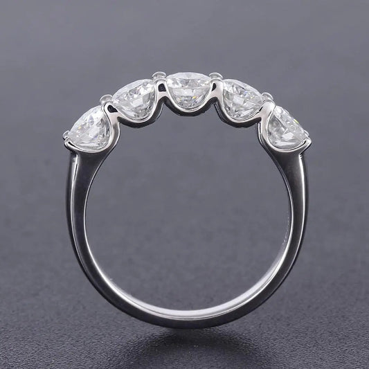 14k White / Yellow / Rose Gold Anniversary 5 Stone Best Moissanite Band 1.25ct