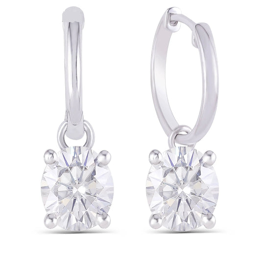 14k White / Yellow / Rose Gold Hoop Moissanite Oval Cut Elegant Long Earrings 2ctw