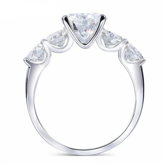 14k White / Yellow / Rose Gold Moissanite 5 Stone Engagement Ring 2ct Total