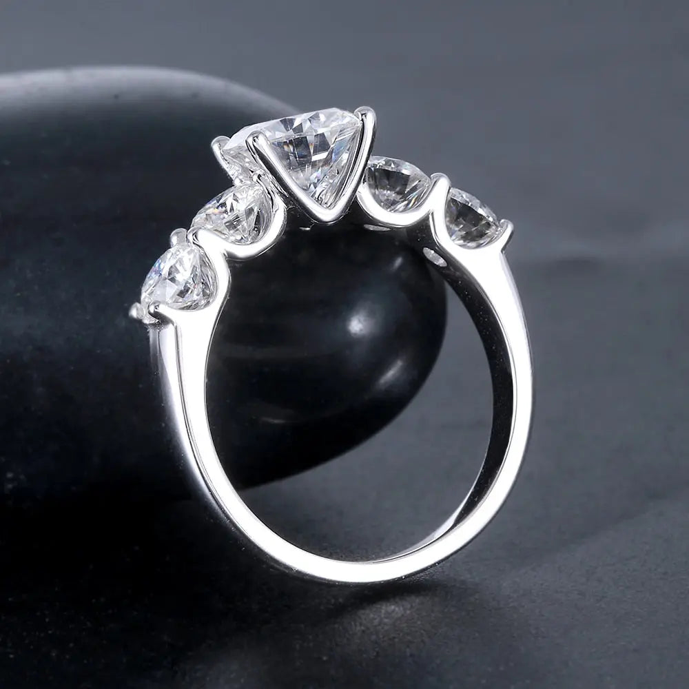 14k White / Yellow / Rose Gold Moissanite 5 Stone Engagement Ring 2ct Total