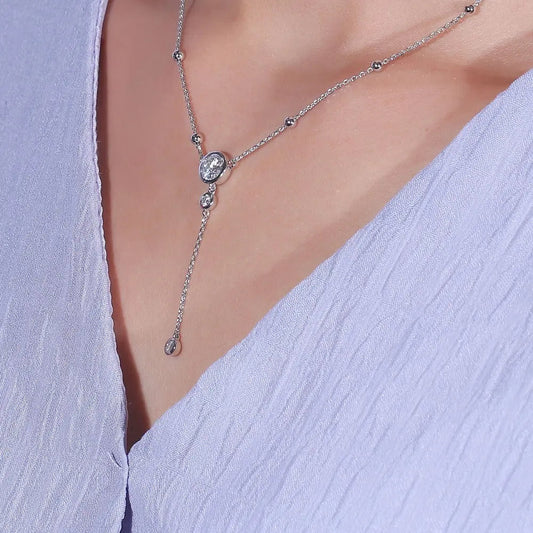 14k White Gold Dangle Necklace Moissanite 1.22ct Total.