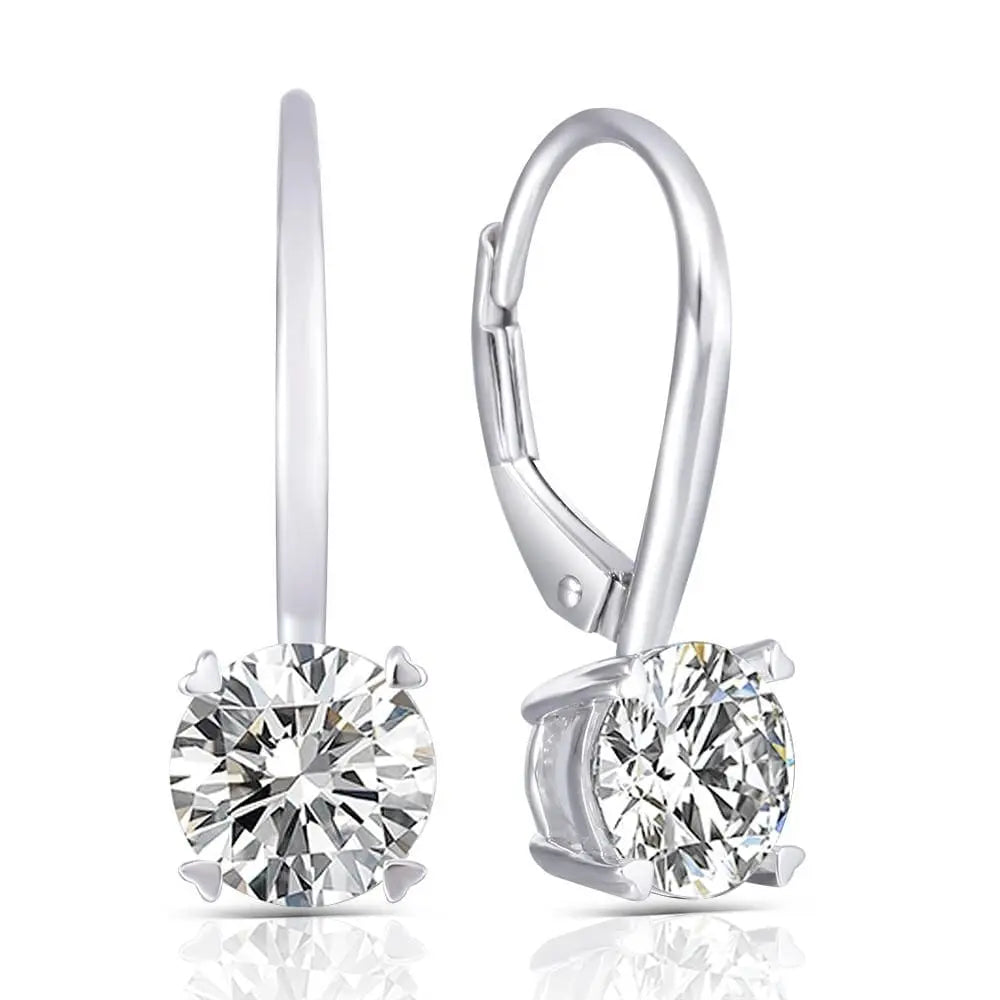 Cool Dangle Earrings Collection - 14k White Gold Drop / Dangle Moissanite Earrings 2ctw