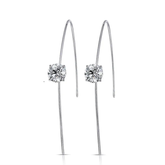 14k White Gold Beautiful Drop Earrings Moissanite 2ctw