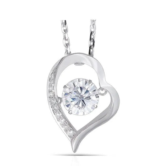 14k White Gold Dancing / Floating Necklace / Pendant Moissanite 1ct Center Stone