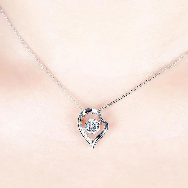 14k White Gold Dancing / Floating Necklace / Pendant Moissanite 1ct Center Stone