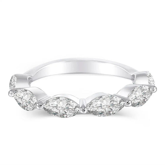 14k White Gold Moissanite Anniversary Marquise Cut Ring 1.5ct Total