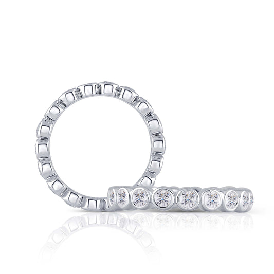 14k White Gold Moissanite Eternity Ring Thin 1.08ct Total