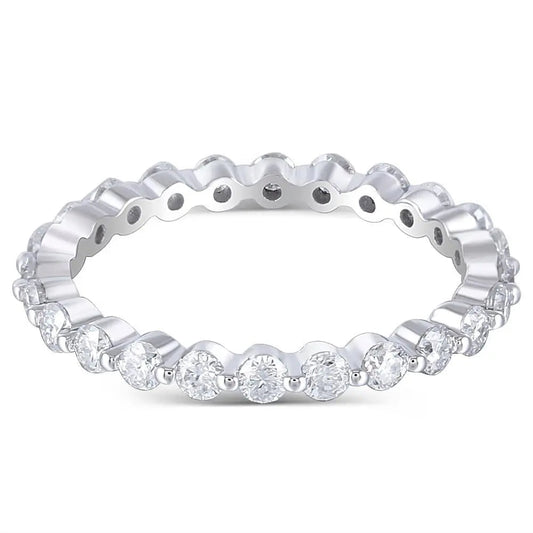 14k White Gold Eternity Ring Moissanite 1ct Total