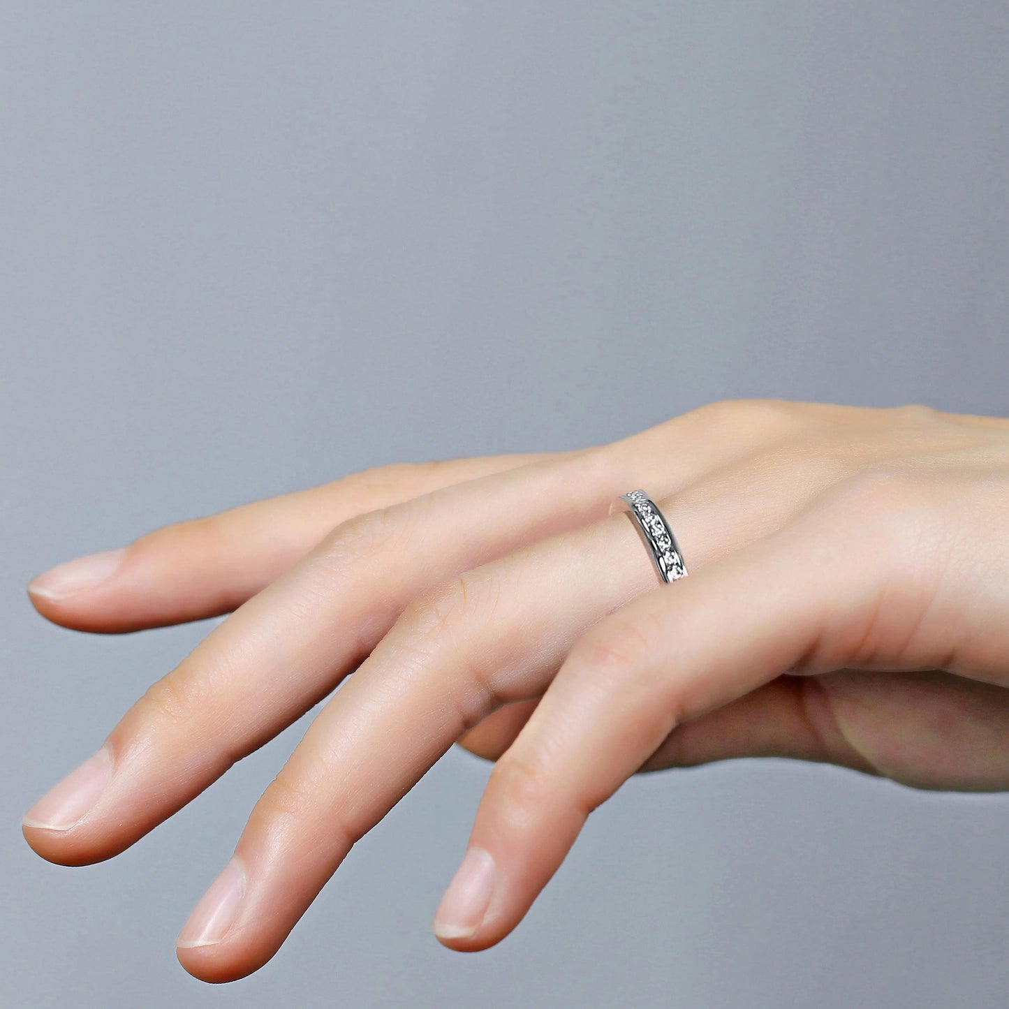 14k White Gold Moissanite Half Eternity Wedding Band / Ring 0.25ct