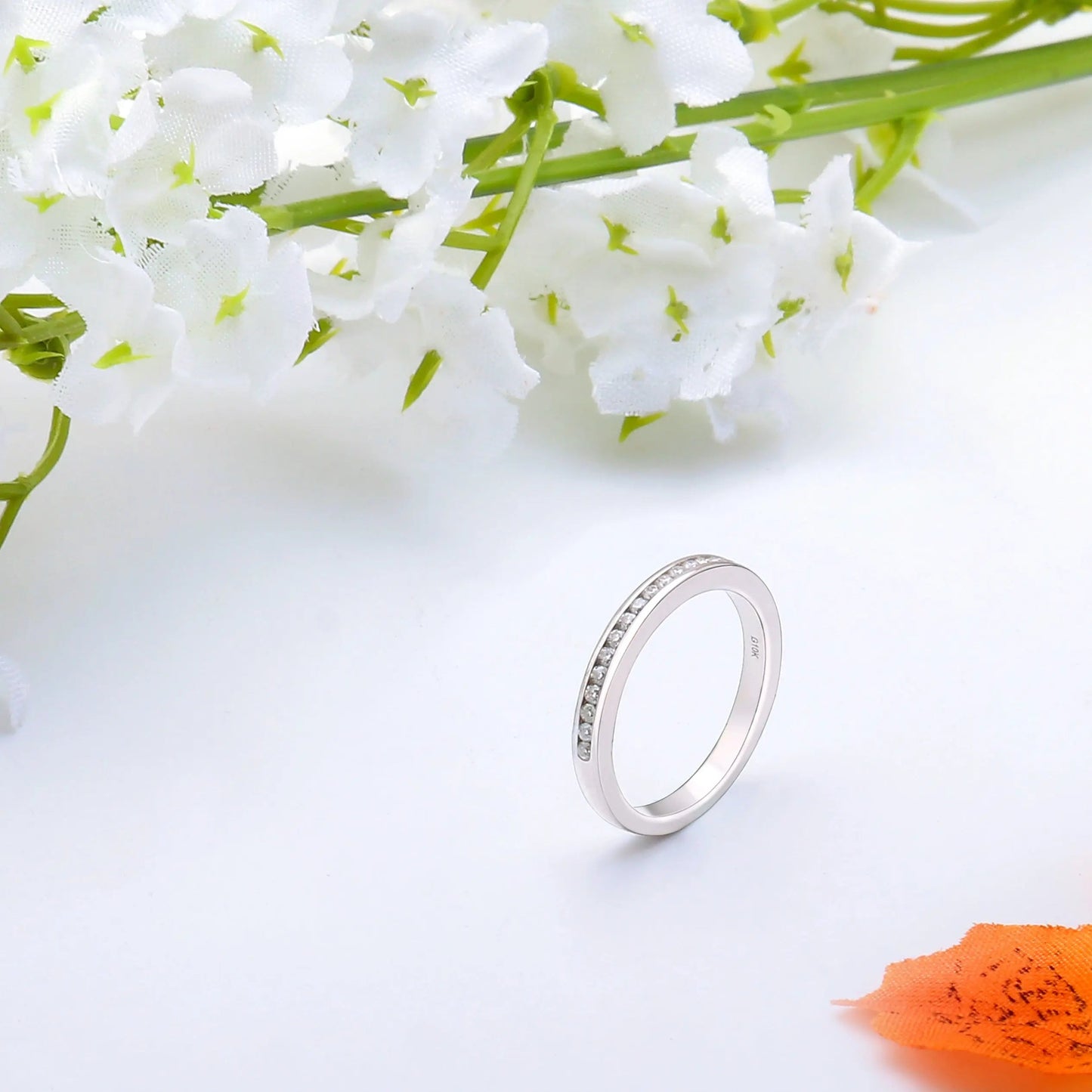 14k White Gold Moissanite Half Eternity Wedding Band / Ring 0.25ct