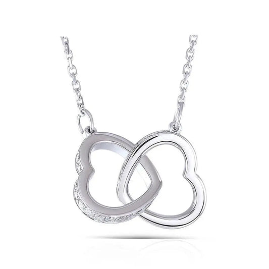14k White Gold Moissanite Heart Necklace Pendant - 50 Moissanite Stones