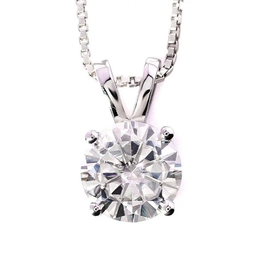Affordable Necklaces for Women - 14k White Gold Moissanite Necklace / Pendant 1ct