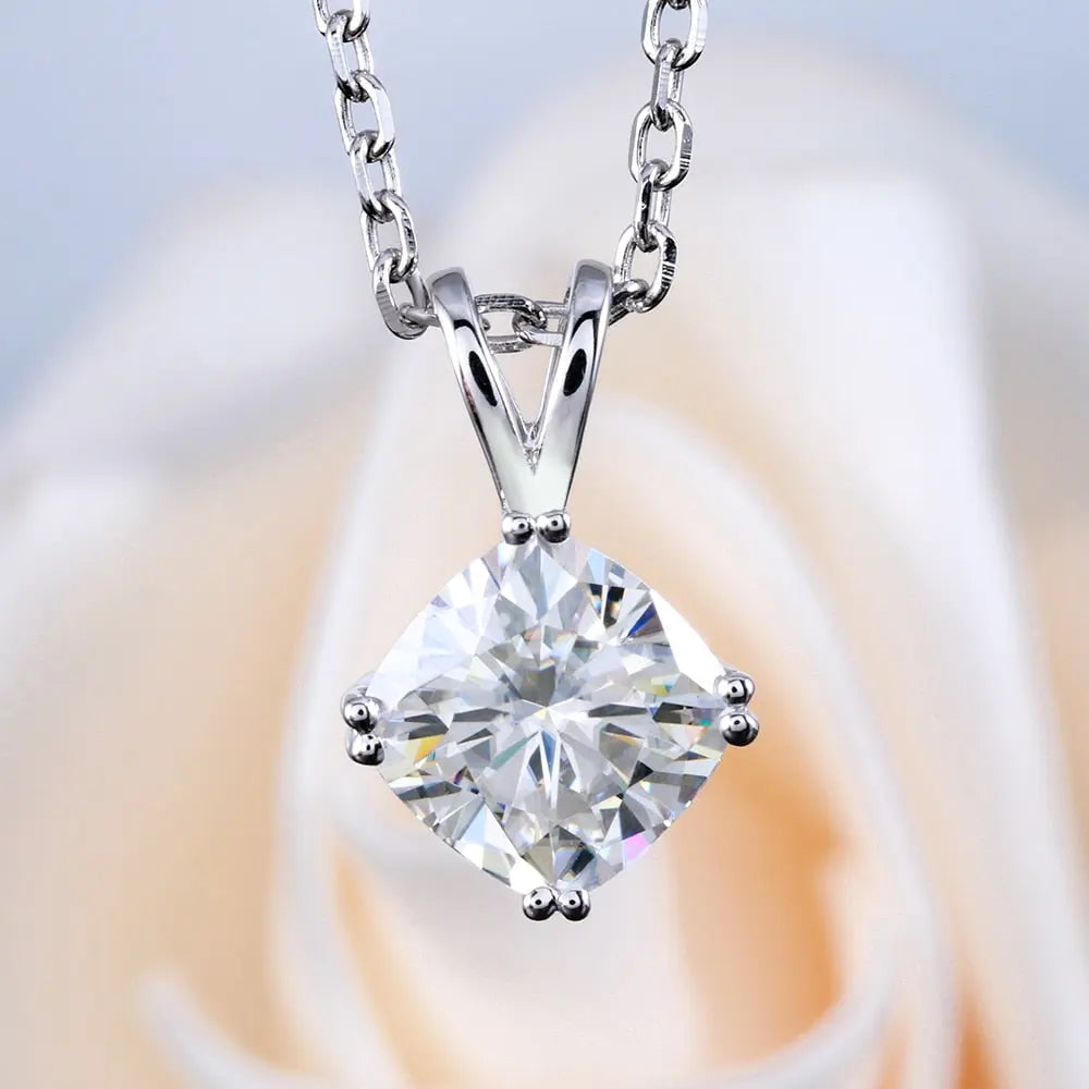 White Gold Chain 14k / Moissanite Necklace / Pendant 2ct
