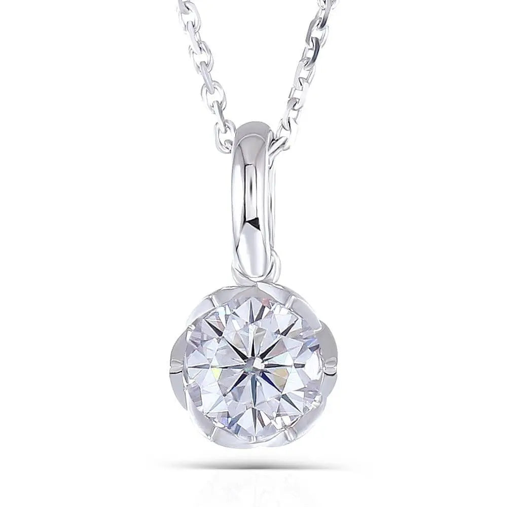 14k White Gold Moissanite Beautiful Necklace 1ct
