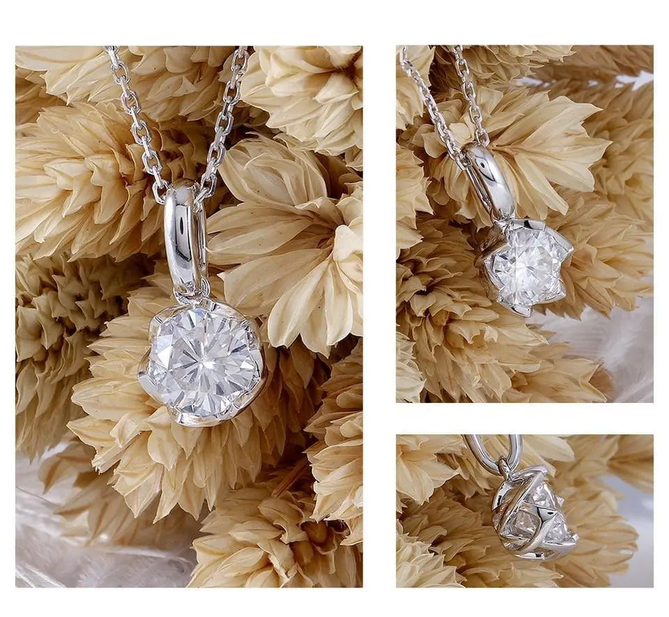 14k White Gold Moissanite Beautiful Necklace 1ct