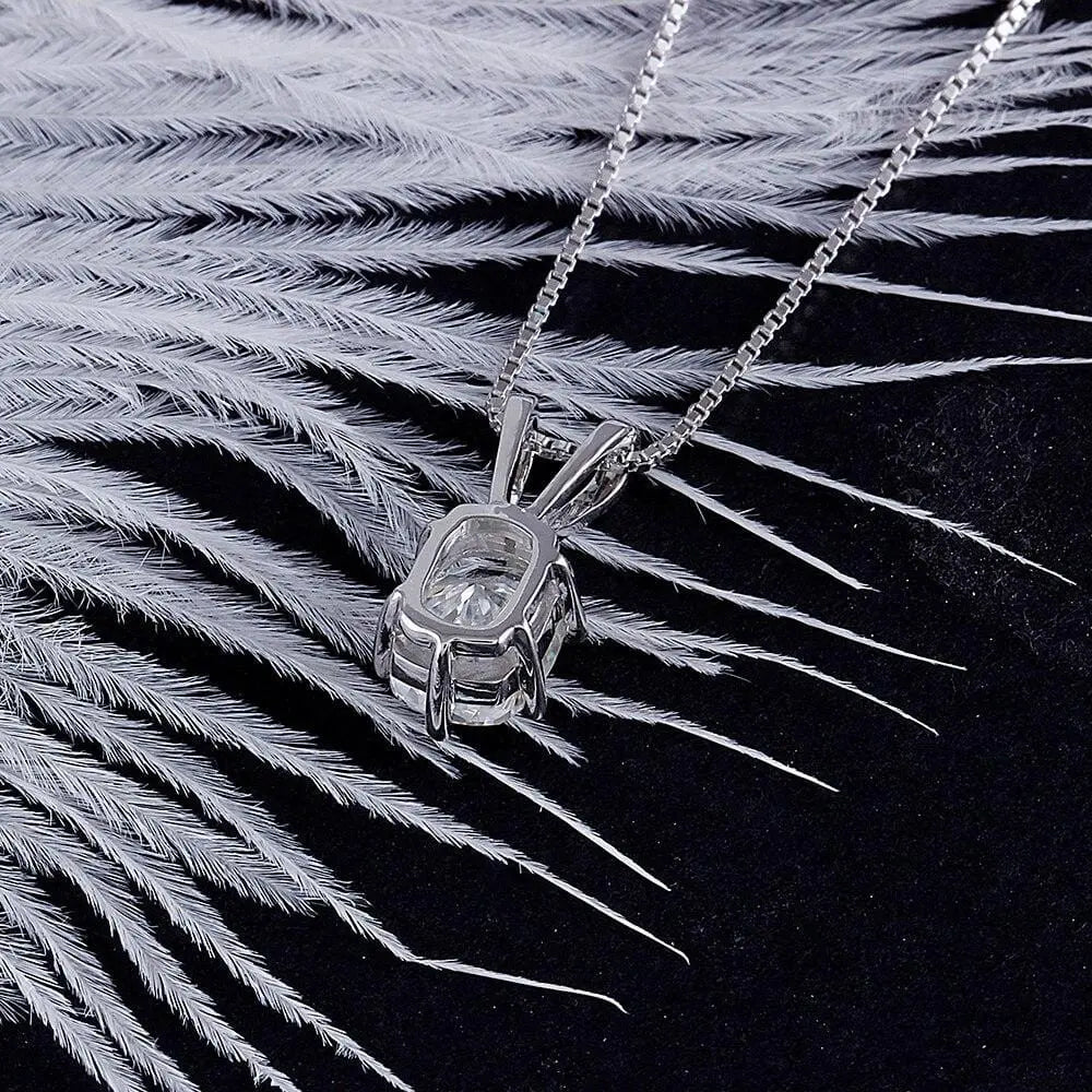 14k White Gold Moissanite Necklaces Oval Cut 1ct