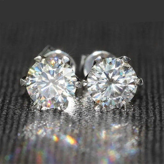 White Gold Earrings 14k Moissanite Stud 1.6ctw