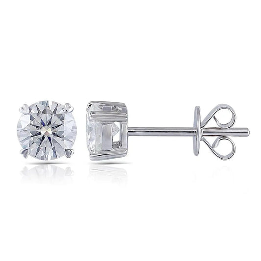 14k White Gold Moissanite Stud Earrings Big 1ctw