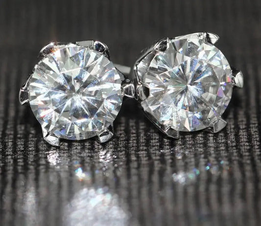 14k White Gold Moissanite Earrings Studs 2ctw