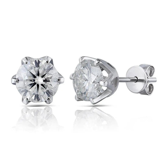 14k White Gold Moissanite Stud Earrings Set 2ctw