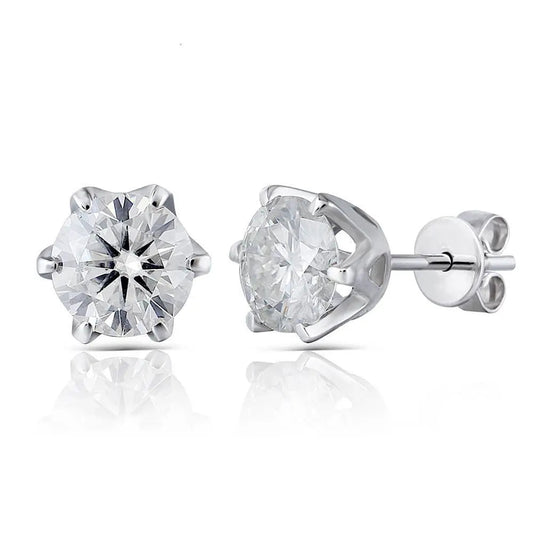 14k White Gold Moissanite Stud Beautiful Earrings for Women 2ctw & 2.3ctw Options