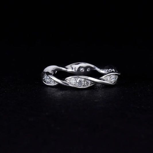 14k White Gold Moissanite Twisted Eternity Ring / Wedding Band Best