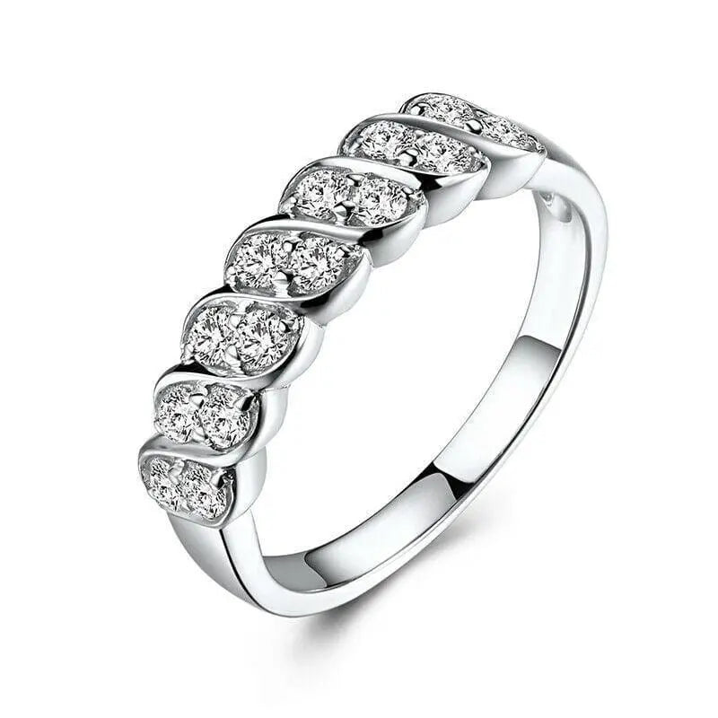 14k White Gold Plated Moissanite Anniversary Rings 0.5ct Total