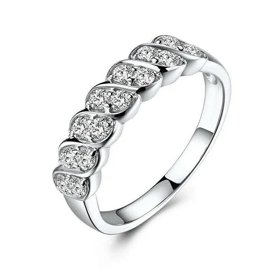 14k White Gold Plated Moissanite Anniversary Rings 0.5ct Total