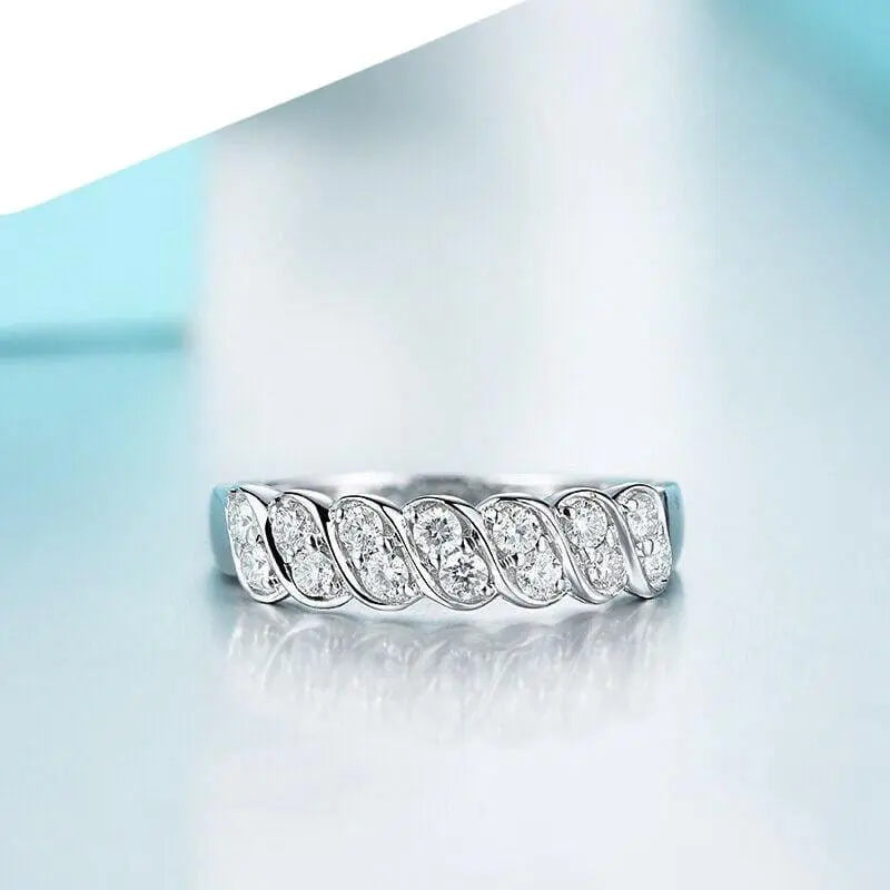 14k White Gold Plated Moissanite Anniversary Rings 0.5ct Total