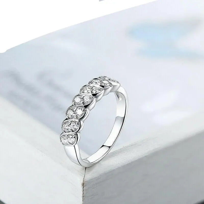 14k White Gold Plated Moissanite Anniversary Rings 0.5ct Total