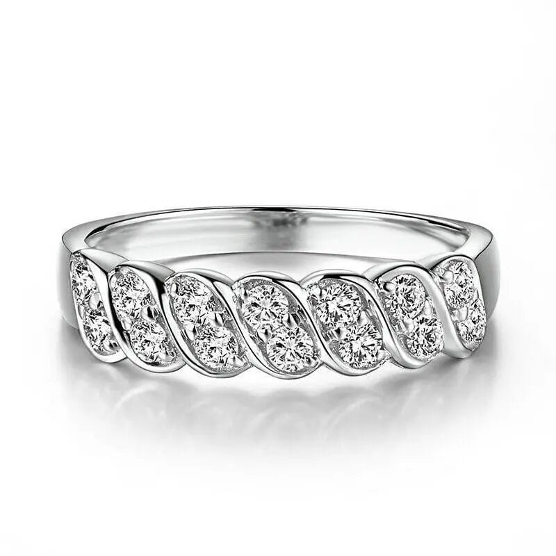 14k White Gold Plated Moissanite Anniversary Rings 0.5ct Total
